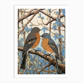 Art Nouveau Birds Poster Eastern Bluebird 4 Art Print