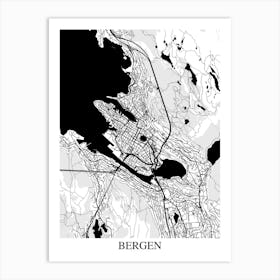 Bergen White Black Art Print