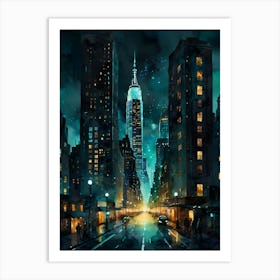 New York City At Night Art Print