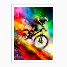 Colorful Mountain Biker Art Print