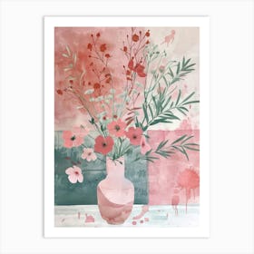 Pink Flowers In A Vase 2 Art Print