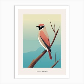 Minimalist Cedar Waxwing 2 Bird Poster Art Print