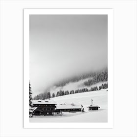 Schladming, Austria Black And White Skiing Poster Art Print