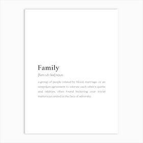 Family Funny Definition Wall Art Print