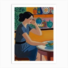 Woman At A Table 3 Art Print