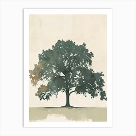 Pecan Tree Minimal Japandi Illustration 1 Art Print