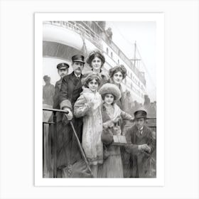 Titanic Family Boarding Ship Vintage2 Art Print