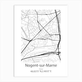 Nogent Sur Marne,France Minimalist Map Art Print