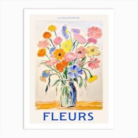 French Flower Poster Flax Flower 3 Art Print