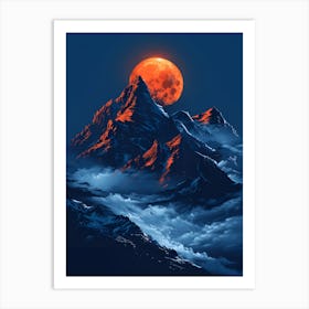 Full Moon Over Mountains Art Print