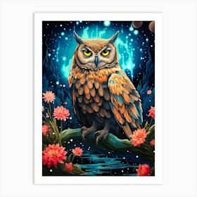 Owl In Space Art Print