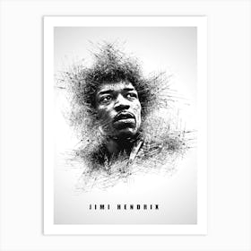 Jimi Hendrix Rapper Sketch Art Print