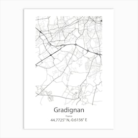 Gradignan,France Minimalist Map Art Print