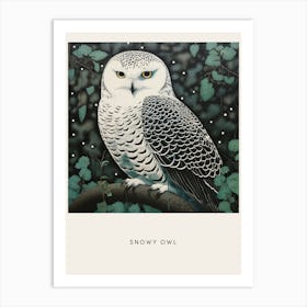 Ohara Koson Inspired Bird Painting Snowy Owl 3 Poster Art Print