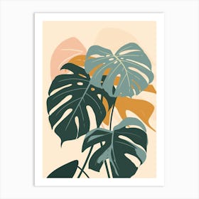 Monstera Plant Minimalist Illustration 4 Art Print