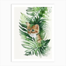 Kitten S Paw Fern Watercolour Art Print