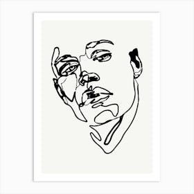 Portrait Of A Man Monoline Illustration Art Print