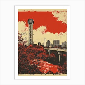 Duotone Illustration Red River Cultural District Austin Texas 1 Art Print