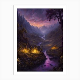 River Fireflies Print Art Print