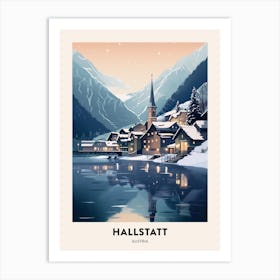 Winter Night  Travel Poster Hallstatt Austria 1 Art Print