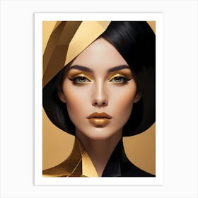 Geometric Woman Portrait Luxury Gold (26) Art Print