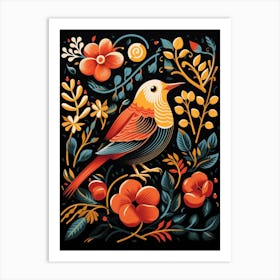 Folk Bird Illustration European Robin 3 Art Print