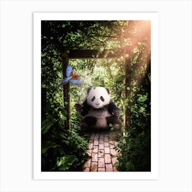 Cute Baby Giant Panda In Forest Art Print