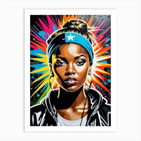 Graffiti Mural Of Beautiful Hip Hop Girl 63 Art Print