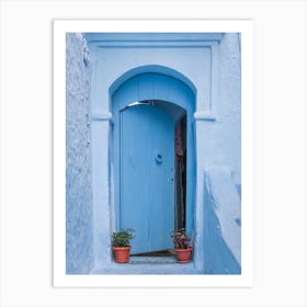 Open Blue Door with plants | Chefchaouen | Morocco Art Print