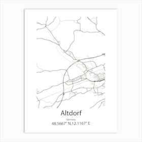 Altdorf,Germany Minimalist Map Art Print