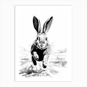 Rabbit Prints Black And White Ink 11 Art Print
