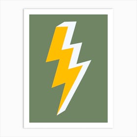 Triple Lightning Bolt Yellow and Green Art Print