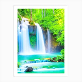 Erawan Falls, Thailand Majestic, Beautiful & Classic (1) Art Print