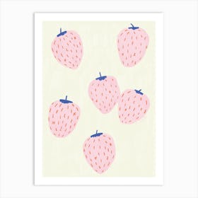 Strawberry Illustration with hidden Typography »FCK NZS« Art Print