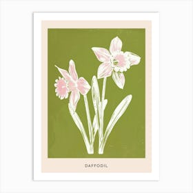 Pink & Green Daffodil 2 Flower Poster Art Print