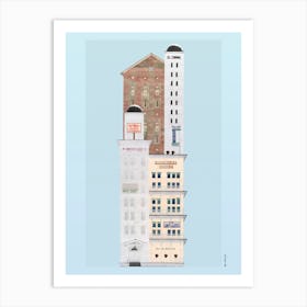 Crockett Hotel Tower Risograph Collage Art Print