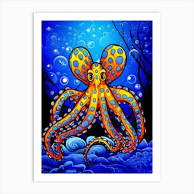 Blue Ringed Octopus Illustration 6 Art Print
