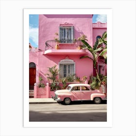 Pink House In Cuba Mexican life Art Print