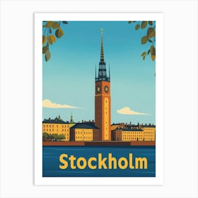 Aihrgdesign A Retro Travel Poster For Stockholm Featuring The 71a2f69c F791 42af 820e 0ab9b0d8fcf6 0 Art Print