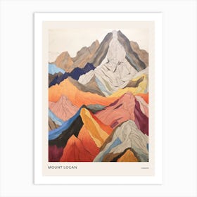 Mount Logan Canada 2 Colourful Mountain Illustration Poster Art Print