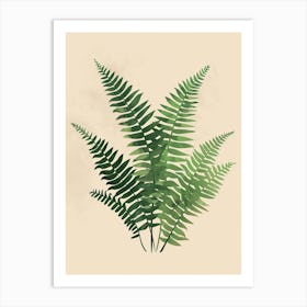 Boston Fern Plant Minimalist Illustration 5 Art Print