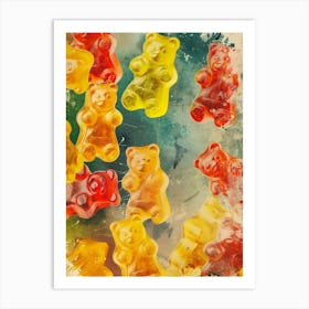 Retro Gummy Bears Candy Sweets Pattern 3 Art Print