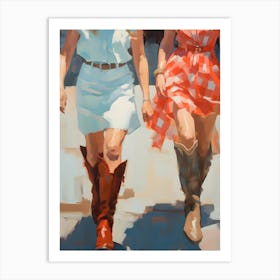 Two Women In Cowboy Boots 1 Art Print