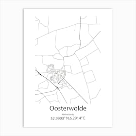 Oosterwolde,Netherlands Minimalist Map Art Print