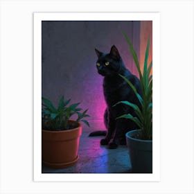 Cat In A Pot 2 Art Print