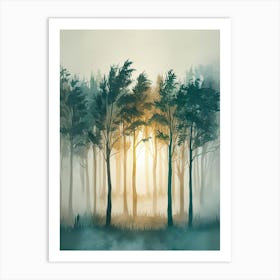 Forest At Sunrise Art Print