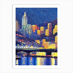 Pittsburgh, City Us  Pointillism Art Print