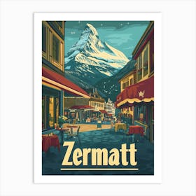 Aihrgdesign A Retro Travel Poster For Zermatt 4 Art Print