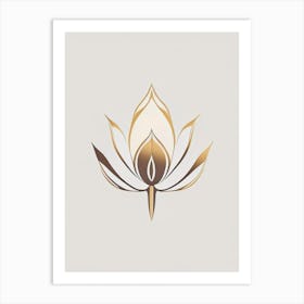 Lotus Flower, Buddhist Symbol Retro Minimal 6 Art Print