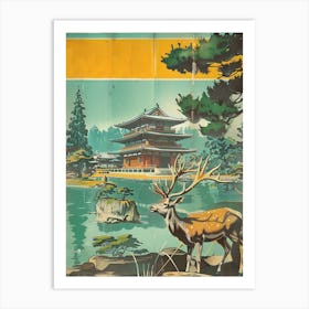 Nara Deer Park Japan Mid Century Modern 2 Art Print